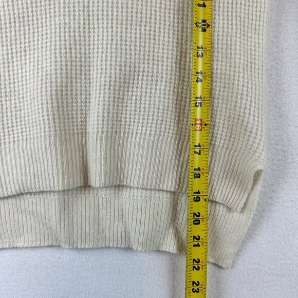 Halogen Womens V-Neck 100% Cashmere Sweater XS Cream Textured Knit Long Sleeve - Picture 9 of 13